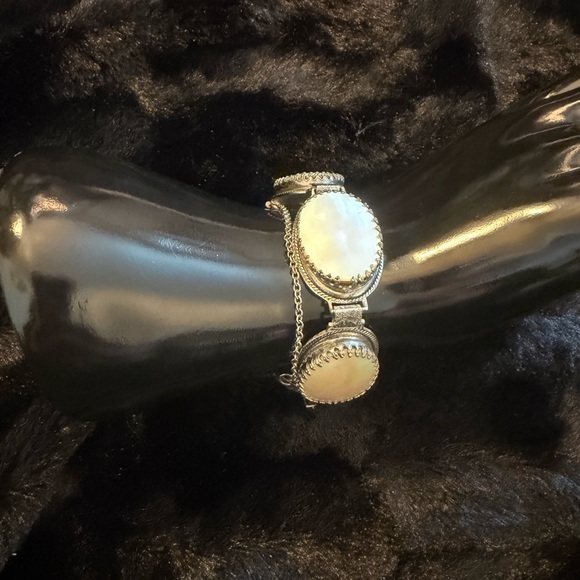 Vintage Whiting & Davis Silver Tone Mother of Pearl Bracelet 7” - Picture 6 of 8